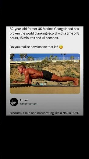plank world record 8 hour endurance feat | Subscribe for more #motivation 😊👍