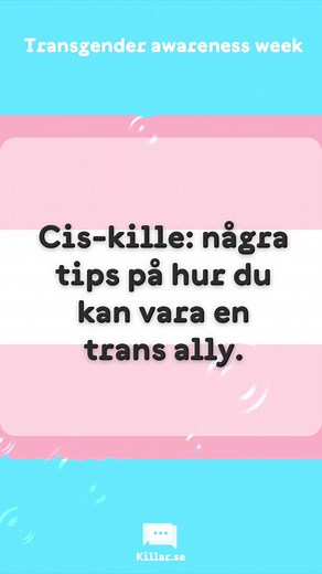 Vill du vara ett bra stöd för transpersoner? Ciskillar kan göra stor skillnad och egentligen handlar det om att vara en schysst kompis och medmänniska. Här är fem enkla sätt att finnas för transpersoner, små saker gör stor skillnad. Tipsen är hämtade från @Transammans hemsida 🩷🏳️‍⚧️ ———————— Den 13-19 november uppmärksammar vi ”Transgender awareness week” #TransAwarenessWeek #Transkillar #transrights #TransAwareness