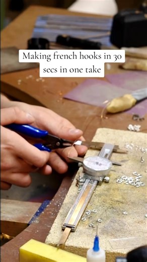 Making French hooks in 30 seconds speedrun 🧑🏻‍🏭 #jewelrymaking #frenchhoops #earwires #silversmith #handmadejewelry | shaheen Akram LLC