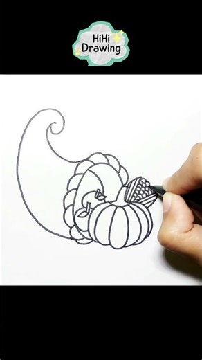 Let's Draw Cornucopia Easily #cornucopia #thanksgiving #thanksgivingday #draw #hihidrawing #drawing