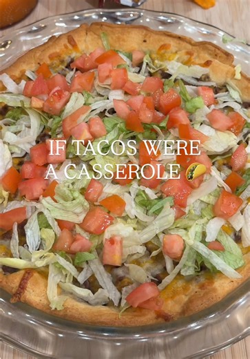If tacos were a casserole… this would be it 🌮🔥 Easy Taco Pie • 1 can crescent rolls • 1 small bag Doritos (any flavor) • 1 lb ground beef • Taco seasoning • Salsa (optional) • Cheese Cook beef with taco seasoning (and salsa if using). Press crescent rolls into a greased casserole dish, layer with crushed Doritos, taco meat, & cheese then bake at 375°F for 12–15 minutes until golden. Top with lettuce, tomatoes, Greek yogurt (or sour cream), cheese, whatever you love on tacos. Save this for your