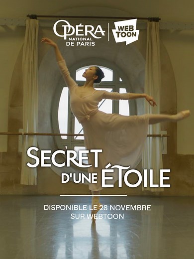 ✨Quand le Ballet de l’Opéra de Paris rencontre l’univers des webcomics ! 📱 L’Opéra de Paris et @webtoon.fr, leader mondial de la bande dessinée sur smartphone, lancent la série dessinée “Secret d’une Étoile”. 🩰 Suivez Joy, jeune danseuse du corps de Ballet de l’Opéra de Paris, à un moment décisif de sa carrière. Minée par le doute, elle découvre un diadème mystérieux et se retrouve par magie transportée dans le passé, dans la peau de Cécilia, célèbre danseuse Étoile de l’Opéra de Paris. 🤳 Une