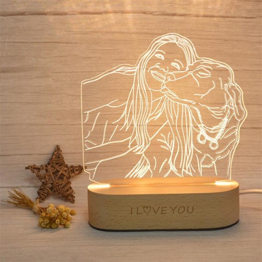 Personalized Photo Line Art LED Lamp, Custom Couple Night Light - Etsy