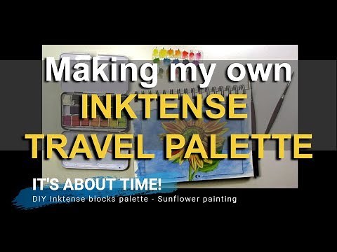 Putting my Inktense blocks in a travel palette and organizing the rest - Sunflower painting demo