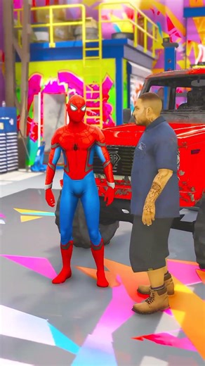 GTA V SPIDER MAN MODIFIED HIS MONSTER TRUCK IN GTA 5 ! #gta #shorts #viral #gta5