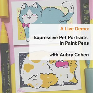 Here's a new style you can try for your pet portraits!  Join artist Aubry Cohen in this FREE Live Demo as she shows you how to draw a cartoonish pet portrait using paint pens. Learn how to stylise your pet drawings and choose colours that will match the mood of your artwork. See you on our Youtube Channel in 30 minutes! https://www.youtube.com/watch?v=9qgSc2R1lv4 | Etchr Lab | Facebook