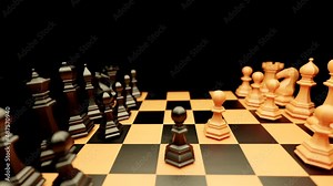 3d visualization of chess on the board Stock Video