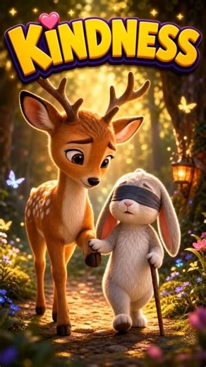 Deer Guides Blind Rabbit ❤️ #shorts #kidsstories