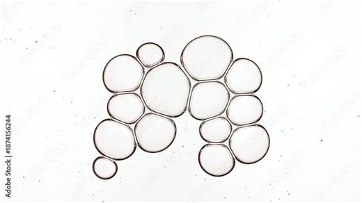 Cells Under a Microscope are Connected Into a Common Transparent Bubble Cluster With Molecule. Macro Shot of Molecule Science and Medicine. DNA. Medical Drug Manufacturing. High quality 4k footage