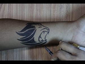How to draw little singham lion tattoo on hand