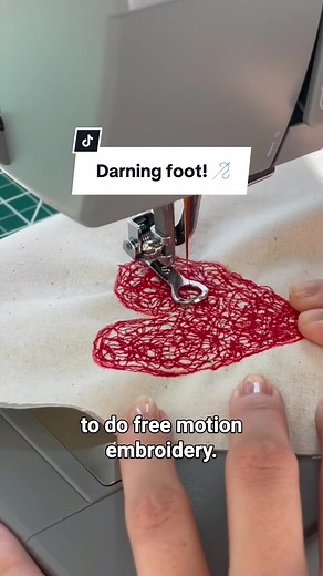 How to use the Darning Foot for free motion embroidery! #sewing #sewingtiktok #sew
