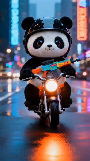 🐼 Cute Panda Loves High Tech Toys! Glowing M4A1 Toy Gun Looks SO Awesome ✨🔥#funbudstv