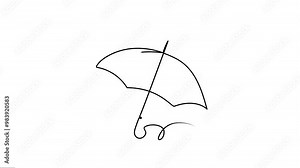 Open Umbrella animated continuous single-line drawing. Rain sun umbrella outlines motion graphics.