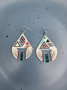 Native American Design Beaded Earrings: Handmade Delica Seed Bead Jewelry, Ebb & Flow Design - Etsy