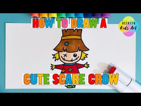 EASY! How to Draw a CUTE Scarecrow | Simple Kids Art Tutorial