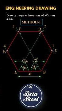 How to Draw a Hexagon | Method 1 | Beta Skool #engineeringdrawing