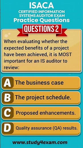 ISACA Certified Information Systems Auditor (CISA) Exam Questions | Practice Test 2025
