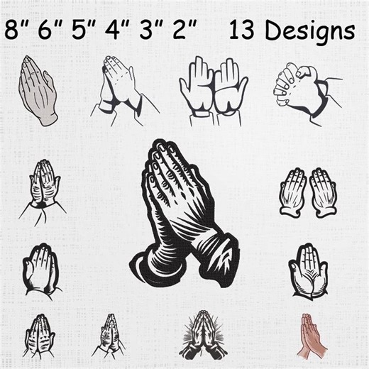 Praying Hands Embroidery Designs Bundle - Religious Prayer Hands Machine Embroidery Files - Faith & Spiritual Embroidery Pattern Set - Etsy