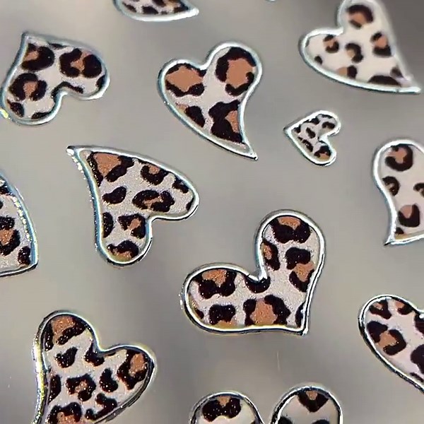 Leopard Heart Nail Decal Sticker/ Nail Art/ 3D Adhesive/ DIY Use - Etsy