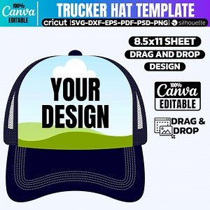 Trucker Hat Template: Canva, SVG, PNG, PDF (digital Download) - Etsy
