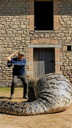 Farmer Tapped the Snake’s Belly 😱🐍 농부가 뱀의 배를 두드리자… 蛇の腹を叩いた瞬間！#animals #wild