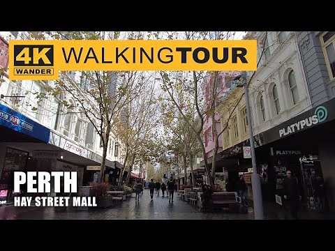 Hay Street Mall Walking Tour in Perth, Australia (4K 60fps)