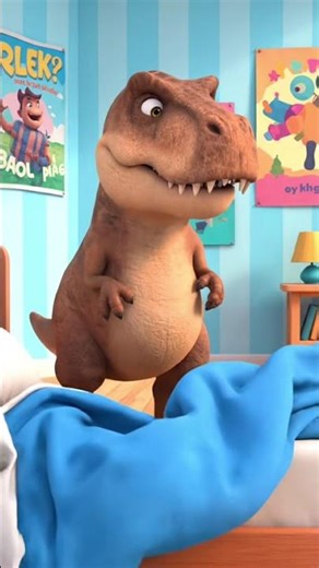 T Rex biting a blanket with his teeth