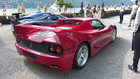 1996 Ferrari F50 showcased at Villa d'Este 2025 with iconic V12 design and open top presence