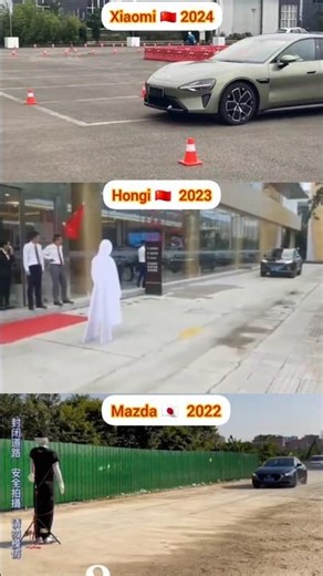 ​Car Safety Test: Xiaomi 2024 vs Hongqi vs Mazda! 🚗🛑 #Short