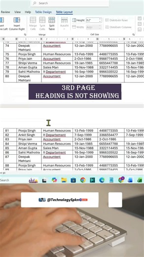 Repeat Table Headers in MS Word in 1 Click 💯 | Save Time! #shorts #msword #word #keyboard