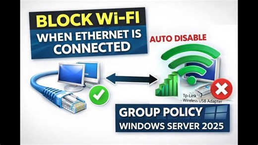 How To Block Automatically Wi-Fi When Ethernet is Connected Using Group Policy | Windows Server 2025 | Mahmoud Enan