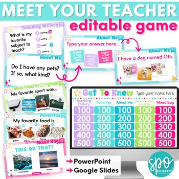 Editable Meet the Teacher Jeopardy Game Show Template Back to School Icebreaker