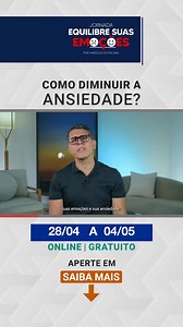 11K views · 58 reactions | Você sente que perdeu o controle das suas emoções? Ansiedade, raiva, tristeza... Quando você menos espera, tudo transborda. Mas e se existisse um caminho para reconquistar o equilíbrio? 易 Participe da Jornada Equilibre Suas Emoções De 28/04 a 04/05 – 100% online e gratuita 4 aulas com um método guiado para você:  Clique no botão Saiba Mais e garanta sua vaga. | Haroldo Dutra Dias | Facebook