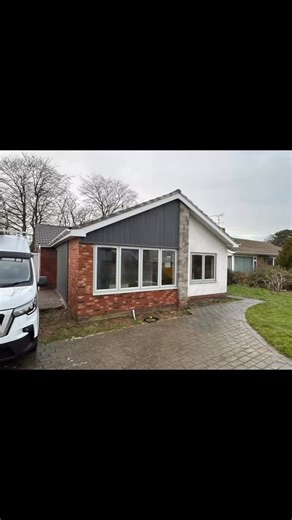 RKP Home Improvements Ltd on Instagram: "Total Bungalow Transformation! 🏠✨ Next stage: Whole bungalow render and stunning new look! 🔹 8 x Agate Grey on White UPVC A-rated windows 🔹 2 x UPVC doors with low ali threshold 🔹 New Vogue style Rockdoor with cube glass design 🔹 Prep for grey slatted composite cladding Transforming this bungalow into a dream home! 😍 #BungalowGoals #HomeTransformation #rkphomeimprovementsltd"