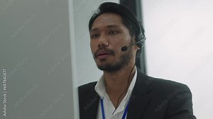 customer service and remote work with a man consultant in his home office for support or help. Computer, call center and contact us with a male employee consulting form or telemarketing