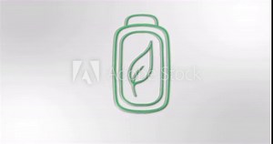 Ecology video with eco friendly battery. Oil, electro, grren peace. Save the planet, green energy, recycling. 4k Line drawing animation