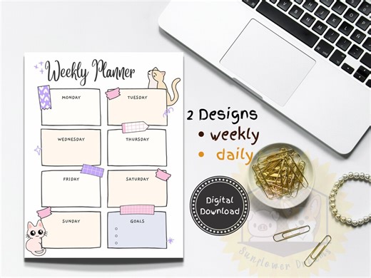 Cat Planner, Daily & Weekly Printable (digital Download) - Etsy UK