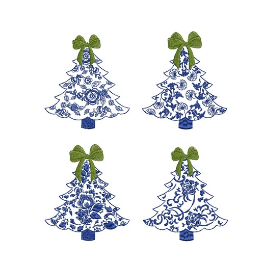 Chinoiserie Christmas Tree Machine Embroidery Design Bundle (instant Download, 7 Sizes) - Etsy
