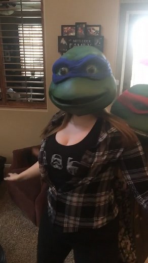 Leo Acting Fool with Ninja Turtle Masks