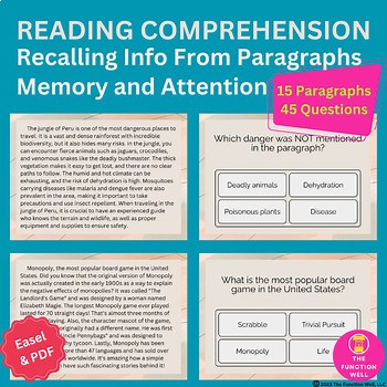 Paragraph Level Reading Comprehension - Memory & Recall - Adult Speech Therapy