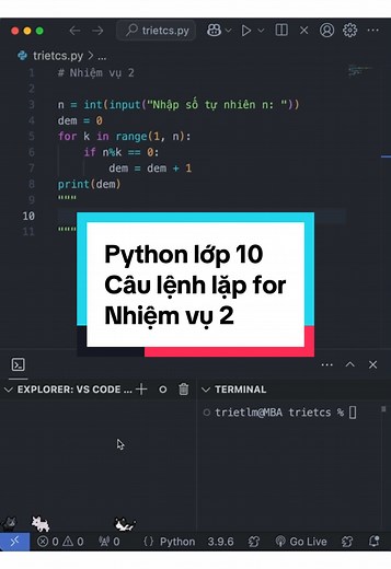 Tin học lớp 10: Câu lệnh lặp for trong Python