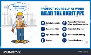 Wear Right Ppe Cartoon Illustration Sign Stock Vector (Royalty Free) 1125788600 | Shutterstock