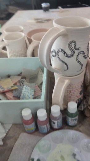 26 reactions · 4 comments | These mugs are prepped now ready for the glaze. #letsmakestuff #ceramicart #supportyourlocalpotdealer #handmadewithlove #studiovibes #studiolife #potterystudio | Curious Creations Studio | Facebook