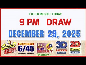 Lotto Result Today 9pm Draw December 29, 2025 PCSO