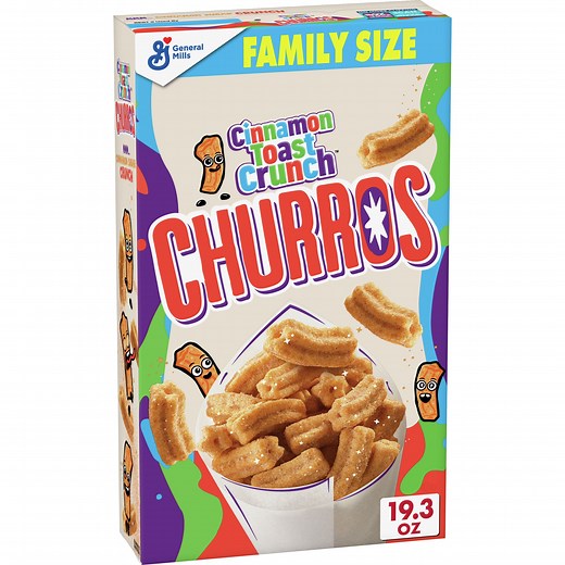 Churros Cinnamon Toast Crunch Breakfast Cereal, 19.3 OZ Family Size Cereal Box