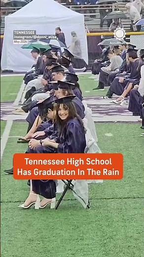 POV: Walking the graduation stage in a massive rainstorm