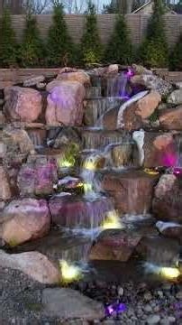 Backyard Waterfall Lighting Inspiration #shorts