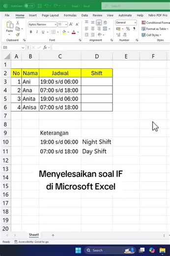 Menyelesaikan soal IF pada Microsoft Excel #belajarexcel #tutorialexcel #microsoftexcel #fypシ #fypシ゚viral