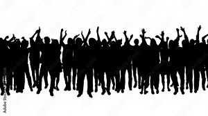 Cheering crowd. Pan. Loopable. Full length. Alpha matte. Crowd clapping and cheering.