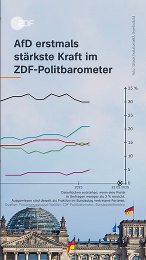 Sonntagsfrage zur Bundestagswahl: AfD erstmals stärkste Kraft im ZDF-Politbarometer | #shorts #short
